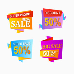 set of colorful stickers sale promotion and price tag with abstract shape