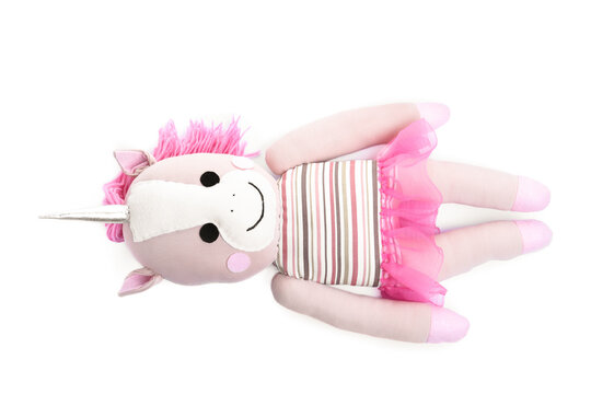 Cute Soft Toy Unicorn Isolated On White