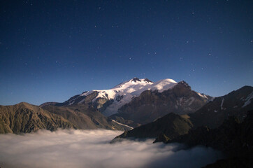 Fototapeta na wymiar Night mountains. Elbrus.