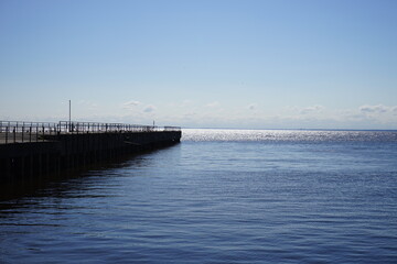 Fototapeta na wymiar pier on the Gulf of Finland in Kronstadt. Spring