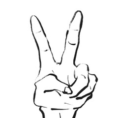 Vサインをしている手、指（ジェスチャー）