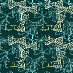 Obraz premium Seamless pattern with skerchy bows