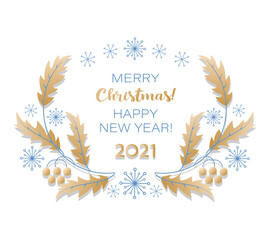 Merry Christmas. Congratulation. Happy New Year. Vector greeting card. Christmas decoration.
