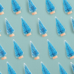 Top view of Christmas holiday pattern background. Composition of festive Christmas tree flatlay.