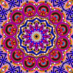 Decorative ornamental Berta's mandala in a ethnic style and bright colors