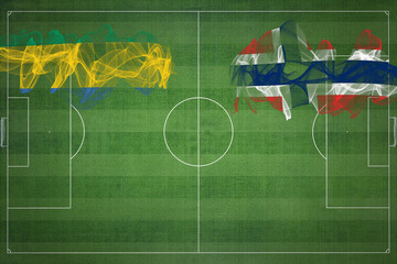 Gabon vs Norway Soccer Match, national colors, national flags, soccer field, football game, Copy...