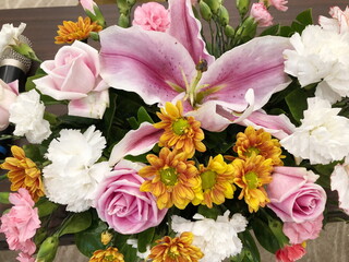 Close up Colorful Flowers Bouquet  Background.