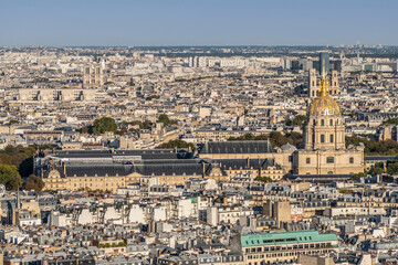 Fototapeta na wymiar aerial view of the golden dome of the Invalides in Paris