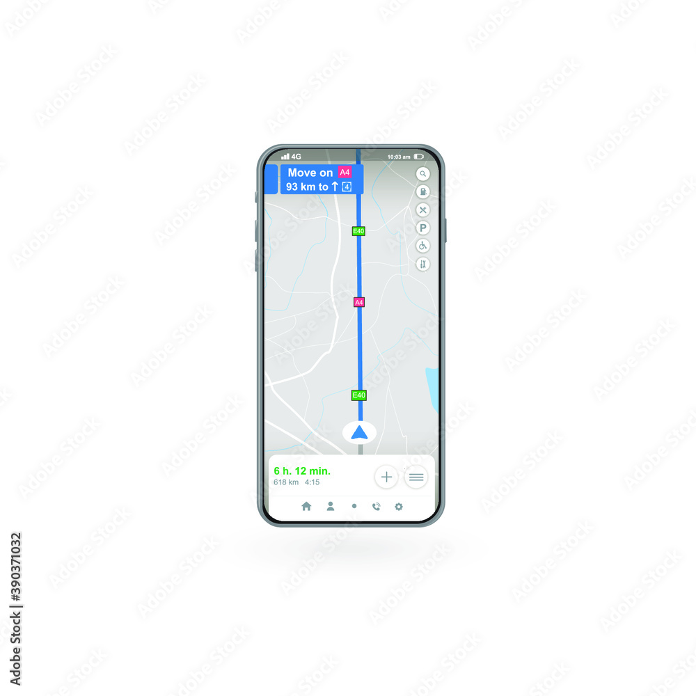 Poster map gps navigation, smartphone map application, app search map navigation, banner. vector illustrati