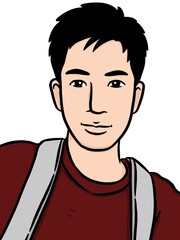 cartoon cute man on white background