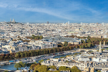 Fototapeta na wymiar aerial view of the Seine and the Grand Palais from the Tour Eiffel