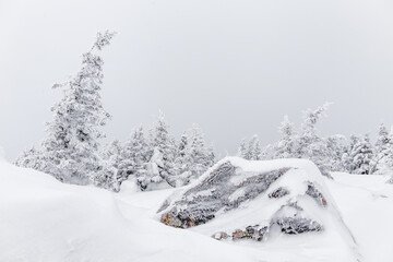 Winter landscape. Zyuratkul national Park, Chelyabinsk region, South Ural, Russia.