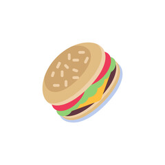 Hamburger flat icon, vector sign, fast food burger colorful pictogram isolated on white. Symbol, logo illustration. Flat style design