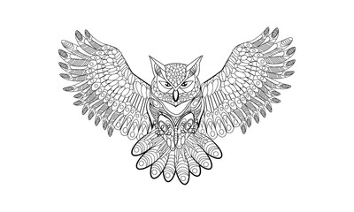  owl zantangle animal tattoo