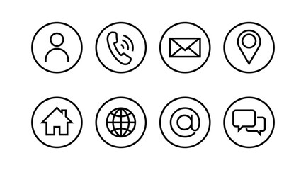 Set Contact Us Icon simple line style isolated business card. Vector illustration.