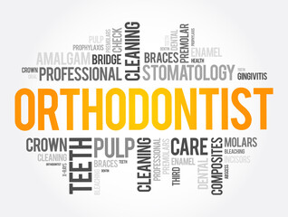 Orthodontist word cloud collage, health concept