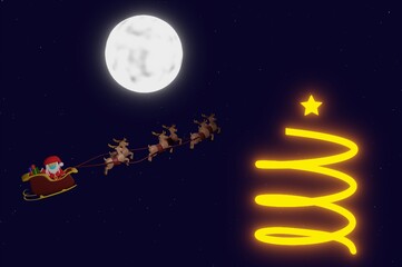 Fototapeta premium 3d illustration of Santa Claus with mask against Covid-19 in space