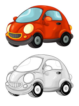 Cartoon sports car smiling and looking - illustration