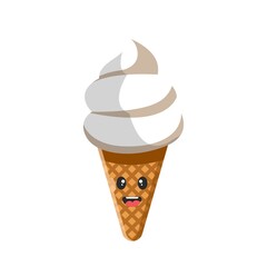 cute ice cream icon illustration, flat vector illustration