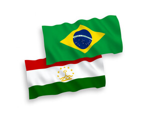 Flags of Brazil and Tajikistan on a white background