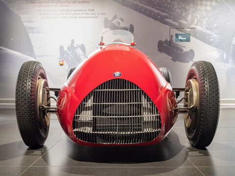 ARESE, ITALY-FEBRUARY 13, 2019: 1940 Alfa Romeo GP TIPO 512 (Front view) in the Alfa Romeo Museum (Museo Storico Alfa Romeo)