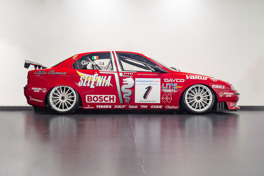 ARESE, ITALY-FEBRUARY 13, 2019: 1998 Alfa Romeo 156 D2 (Type 932) Group N (Fabrizio Giovanardi) in the Alfa Romeo Museum (Museo Storico Alfa Romeo)