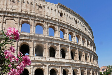 Fototapeta na wymiar Detail of the Colosseum in Rome Italy