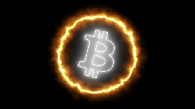 Bitcoin animation logo on the space background. Digital currency - Cryptocurrency 4K, UHD,Animation						