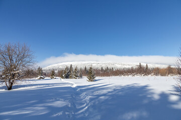 Winter landscape. Zyuratkul national Park, Chelyabinsk region, South Ural, Russia.