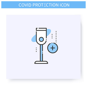 Floor Mounted Sanitizer Line Icon. Antiseptic Gel Dispenser On Rack. Hand Disinfection. Hygiene And Disinfection Concept. Coronavirus Spread Prevention. Isolated Vector Illustration. Editable Stroke 