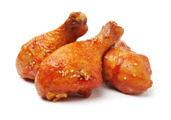 grilled chicken leg  on white background 
