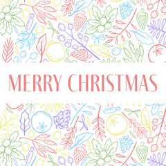 colorful vector decorative christmas background template with plants or floral petals. christmas festive texture greetings card. winter holiday background.