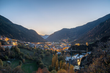 Cityscape of Encamp in Andorra in autumn