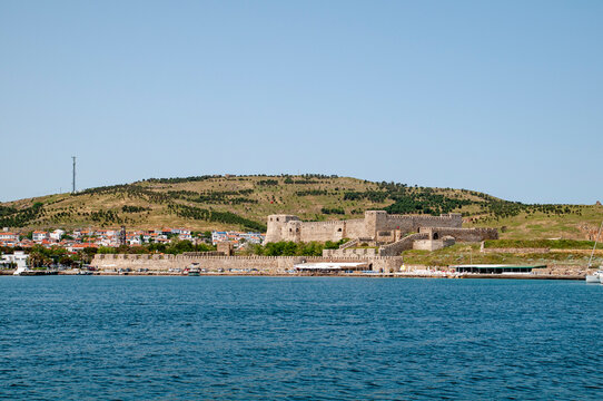 Bozcaada island castle Canakkale Turkey mediterranean sea. View of the castle from Bozcaada.