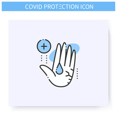 Moisturizing hand sanitizer line icon. Skin care antiseptic. Hand disinfection. Hygiene and disinfection concept. Coronavirus spread prevention spread. Isolated vector illustration. Editable stroke