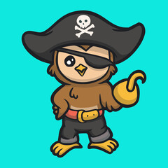 cartoon animal design owl wearing pirate custom cute mascot logo