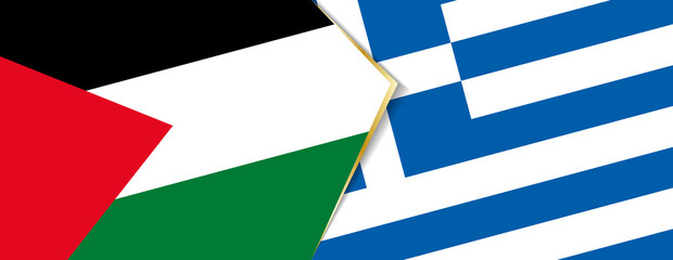Palestine and Greece flags, two vector flags.