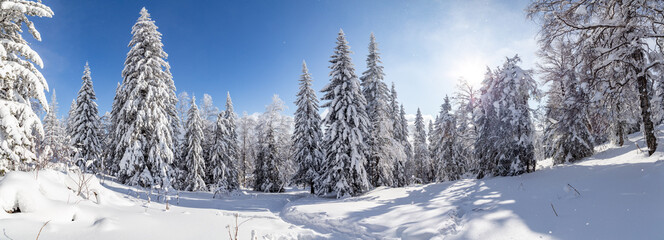 Winter landscape. Zyuratkul national Park, Chelyabinsk region, South Ural, Russia.