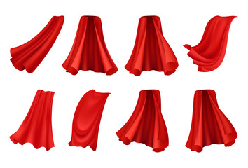 Realistic Red Cloak Set - obrazy, fototapety, plakaty
