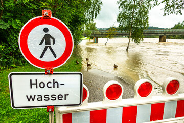 security barrier at a river because of highwater