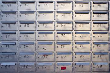 photograph of some metal mailboxes
