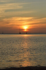 Sunset over the beaches on the untouced paradise island of Ko Phayam in the Andaman Sea, Thailand
