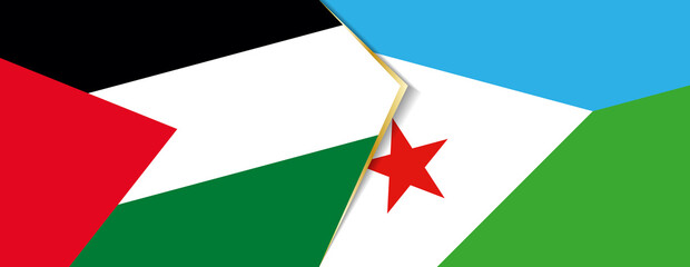 Palestine and Djibouti flags, two vector flags.