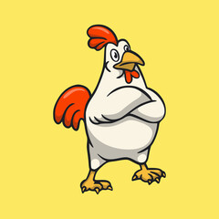 cartoon animal design cool rooster cute mascot logo