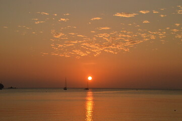 Sunset on the beaches of the untouced island of Ko Phayam in the Andaman Sea, Thailand