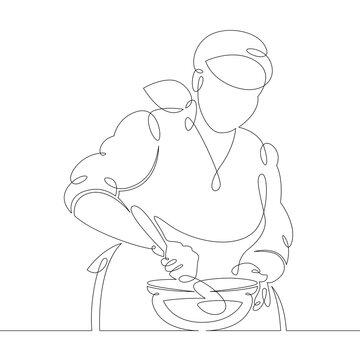 recommend clip art: Young woman girl cook pastry chef prepares food in the kitchen