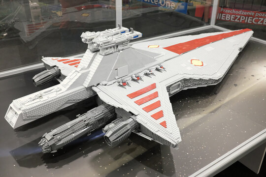 Lego blocks spaceship from Star Wars on exhibition i Rzeszow, Poland