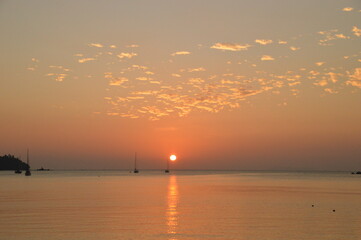 Sunset on the beaches of the untouced island of Ko Phayam in the Andaman Sea, Thailand