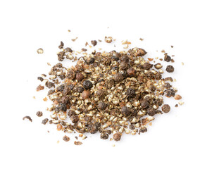 Ground black pepper isolated on a white background top view