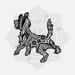 Fototapeta premium Dog Mandala Vector Line Art Style. Coloring pagefor adult and kids. Vector Illustration.